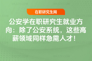 公安學在職研究生就業方向:除了公安系統,這些高薪領域同樣急需人才!